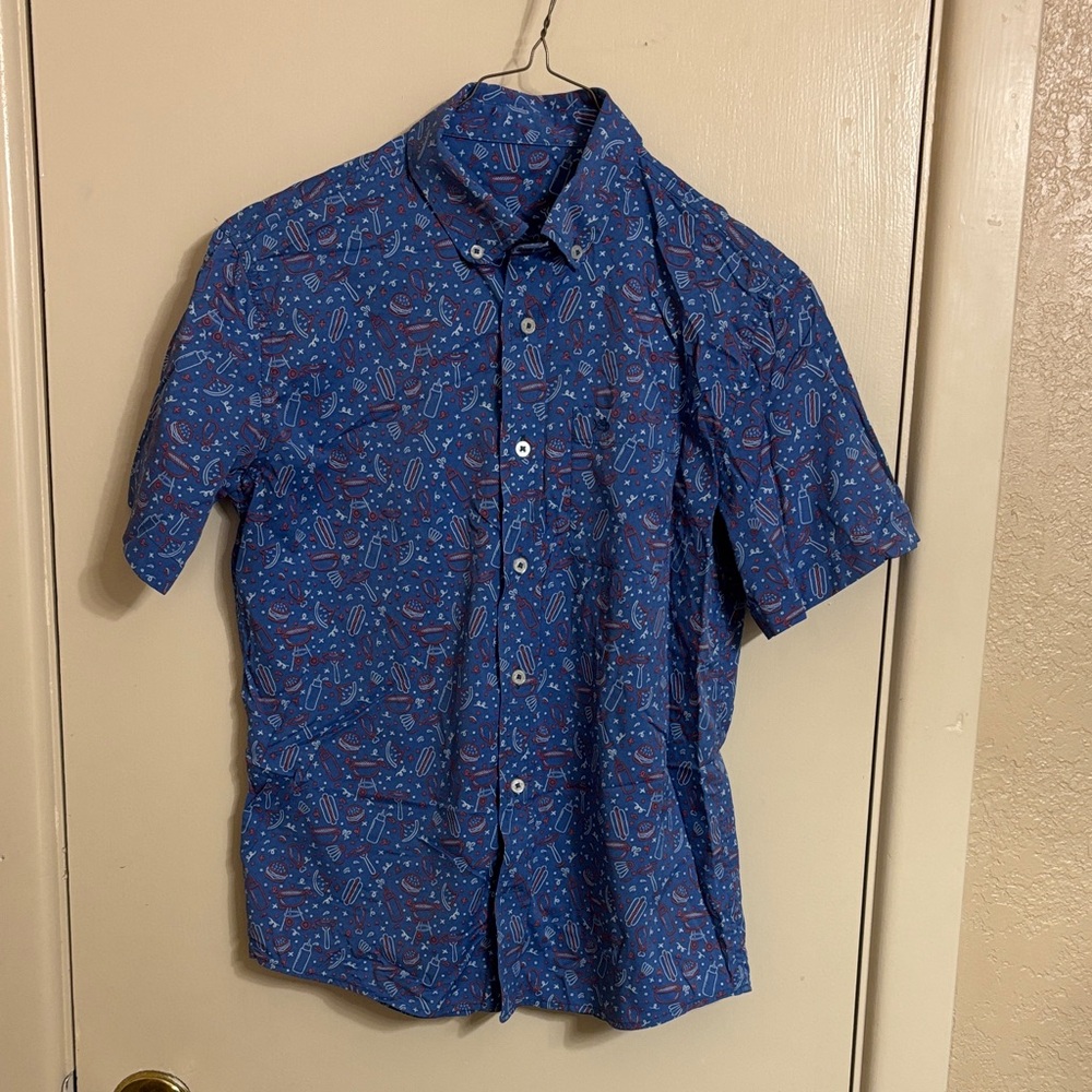 Southern Tide Blue Patterned Kids Button Down Shirt